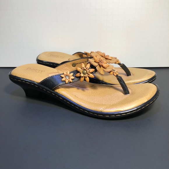 Born Shoes - Born Floral Women’s Tan Leather Heel Sandals